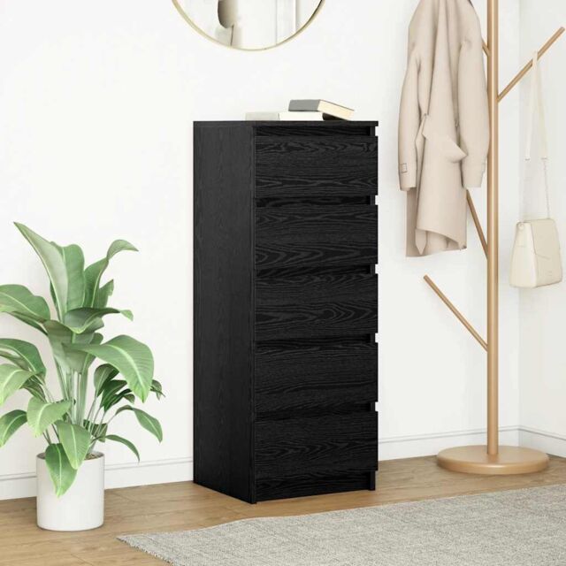 Berkfield Home Sideboard with Drawers Black Oak 37.5x35x99 cm Engineered Wood - image 1