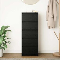 Berkfield Home Sideboard with Drawers Black Oak 37.5x35x99 cm Engineered Wood - thumbnail 3