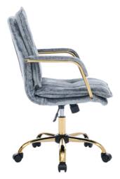 Living and Home Chenille Upholstered Vanity Make-up Chair Swivel Office Chair in Dark Blue - thumbnail 3