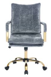Living and Home Chenille Upholstered Vanity Make-up Chair Swivel Office Chair in Dark Blue - thumbnail 2