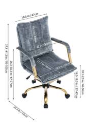 Living and Home Chenille Upholstered Vanity Make-up Chair Swivel Office Chair in Dark Blue - thumbnail 9
