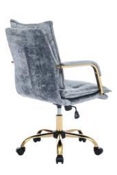 Living and Home Chenille Upholstered Vanity Make-up Chair Swivel Office Chair in Dark Blue - thumbnail 4