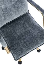 Living and Home Chenille Upholstered Vanity Make-up Chair Swivel Office Chair in Dark Blue - thumbnail 7