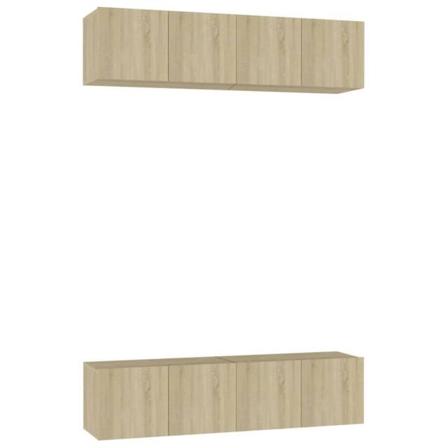 Berkfield Home TV Cabinets 4 pcs Sonoma Oak 60x30x30 cm Engineered Wood in Light Oak - Size: 60 x 30 x 30 cm - image 1