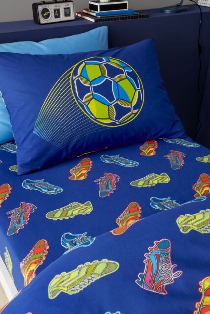 Catherine Lansfield 'Bright Football' Fitted Sheet in Navy - Size: Single - image 1