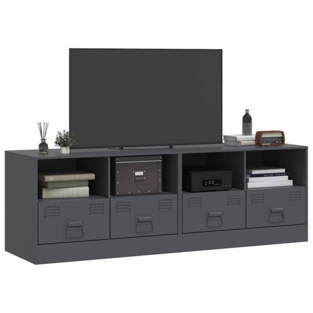 Berkfield Home TV Cabinets 2 pcs Anthracite 67x39x44 cm Steel in Dark Grey - Size: 67 x 39 x 44 cm - image 1