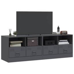 Berkfield Home TV Cabinets 2 pcs Anthracite 67x39x44 cm Steel in Dark Grey - Size: 67 x 39 x 44 cm - thumbnail 1