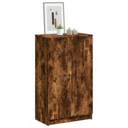 Berkfield Home Shoe Cabinet Smoked Oak 59x35x100 cm Engineered Wood in Brown - Size: 59 x 35 x 100 cm - thumbnail 2