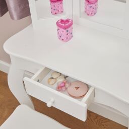 Liberty House Toys Women's Vanity Table & Stool Set in White - thumbnail 4