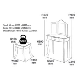 Liberty House Toys Women's Vanity Table & Stool Set in White - thumbnail 6