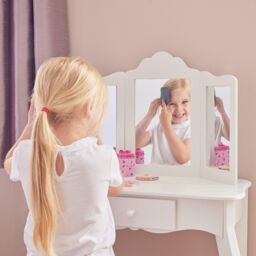 Liberty House Toys Women's Vanity Table & Stool Set in White - thumbnail 2