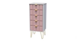 Ready Assembled 2 U Metro 5 Drawer Tall Bedside (Ready Assembled) in Dusty Pink - thumbnail 3