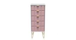 Ready Assembled 2 U Metro 5 Drawer Tall Bedside (Ready Assembled) in Dusty Pink - thumbnail 1