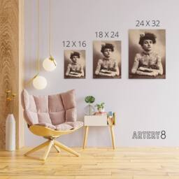 "Artery8 Maud Wagner Trapezist Tattoo Artist Canvas Wall Art Print in Beige - Size: W18"" x H24""" - thumbnail 4