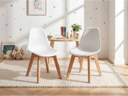 Vente-unique Set Of 2 Children's Polypropylene & Beech Wood Chairs - White - thumbnail 3