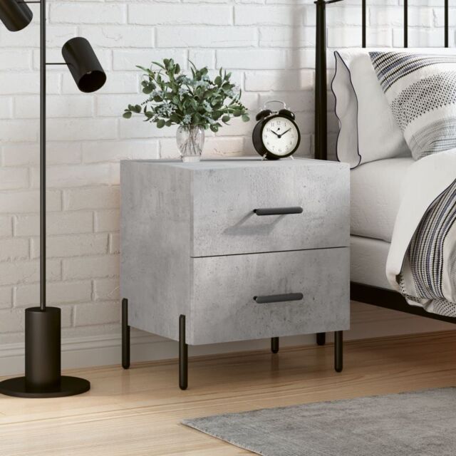 Berkfield Home Bedside Cabinet Concrete Grey 40x35x47.5 cm Engineered Wood - image 1