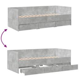 Berkfield Home Versatile Daybed with Drawers without Mattress Concrete Grey 90x200 cm - thumbnail 8