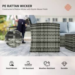 OUTSUNNY 6 PCS Patio Rattan Sofa Set Conversation Furniture Grey - thumbnail 4