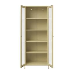 Lemon Pavilion Furniture Mase Storage Cabinet - Steel/Glass - Beige - Flat Packed - thumbnail 2