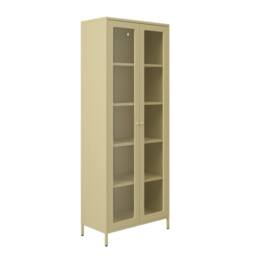 Lemon Pavilion Furniture Mase Storage Cabinet - Steel/Glass - Beige - Flat Packed - thumbnail 3