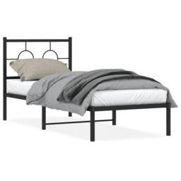 Berkfield Home Metal Bed Frame without Mattress with Headboard Black 80x200cm - Size: 80x200 cm - thumbnail 3