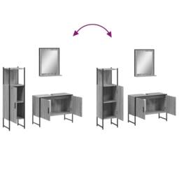 Berkfield Home Stylish 3 Piece Bathroom Cabinet Set Grey Sonoma Engineered Wood - thumbnail 9