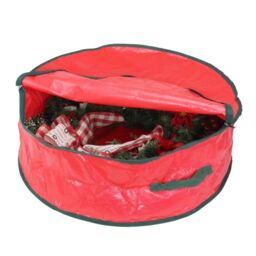 Shatchi Christmas Wreath & Garland Storage Bag - Durable 76 x 20 cm Design in Red - thumbnail 4
