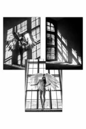 ARTZE Set of 3 Black White Fashion Photo Art Angels Art Posters - Size: W50 cm x H70 cm - thumbnail 1