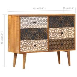 Berkfield Home Sideboard with Printed Pattern 90x30x70 cm Solid Mango Wood in Brown - Size: 90 x 30 x 70 cm - thumbnail 8