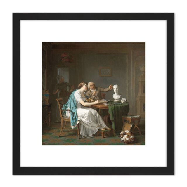 Artery8 Moritz The Drawing Lesson 8X8 Inch Square Wooden Framed Wall Art Print Picture with Mount in Black - image 1