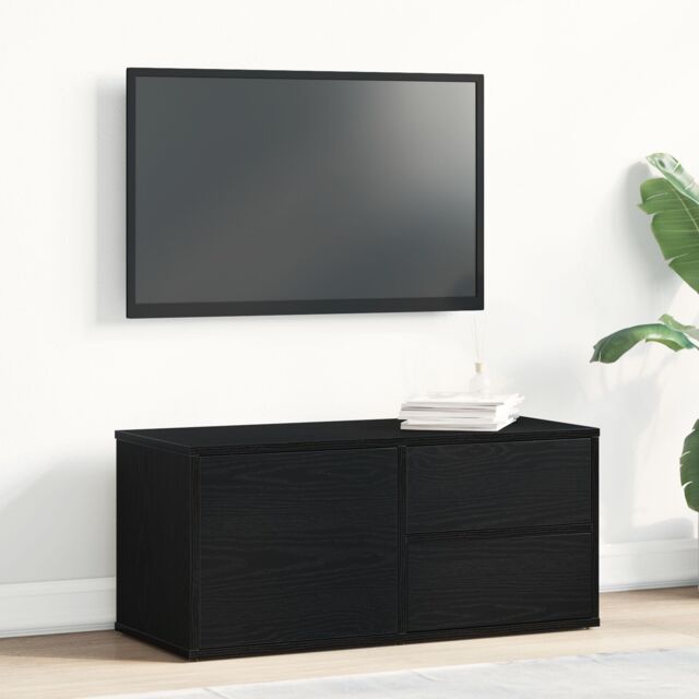 Berkfield Home TV Stand - Artisan Oak, 80x34x35.5 cm, Made from Engineered Wood in Black - Size: 80x34x35.5 cm - image 1