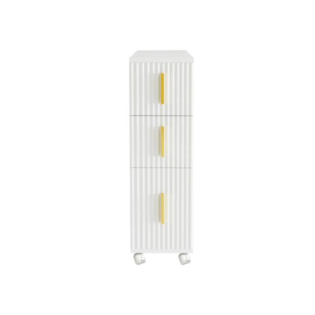 Hygrad Built to Survive Slim Bathroom Floor Cabinet, Narrow Floor Storage Unit With 3 Drawers in White - image 1