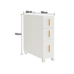 Hygrad Built to Survive Slim Bathroom Floor Cabinet, Narrow Floor Storage Unit With 3 Drawers in White - thumbnail 4