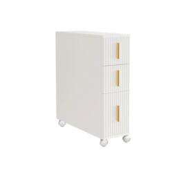 Hygrad Built to Survive Slim Bathroom Floor Cabinet, Narrow Floor Storage Unit With 3 Drawers in White - thumbnail 2