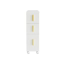 Hygrad Built to Survive Slim Bathroom Floor Cabinet, Narrow Floor Storage Unit With 3 Drawers in White - thumbnail 1