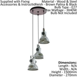 Loops Ceiling Pendant & 2x Matching Wall Lights Industrial Raw Steel Multi Lamp Set in Metallics - thumbnail 2