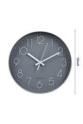 Living and Home 12-Inch Minimalist Wall Clock with Arabic Numerals in Grey - thumbnail 7