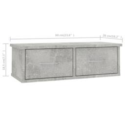 Berkfield Home Decorative Wall-mounted Drawer Shelf Concrete Grey 60x26x18.5 cm - thumbnail 7