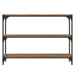 Berkfield Home Book Cabinet Smoked Oak 100x33x70.5 cm Engineered Wood & Steel in Brown - thumbnail 5
