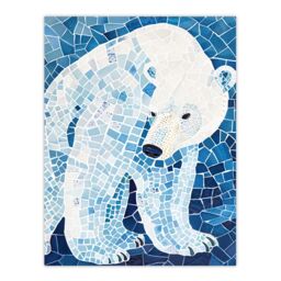 "Artery8 Polar Bear Blue White Mosaic Pattern Folk Art Wall Art Print - Size: W24"" x H32""" - thumbnail 1