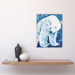 "Artery8 Polar Bear Blue White Mosaic Pattern Folk Art Wall Art Print - Size: W24"" x H32""" - thumbnail 4