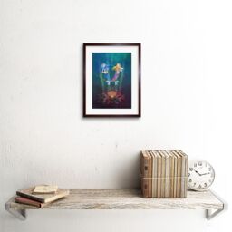 "Artery8 Wall Art Print Mermaids Kids Music Framed Art in Brown - Size: W7"" x H9""" - thumbnail 2