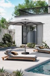 Garden Sanctuary Solar 24 LED Lights Garden Parasol with Crank with Plastic Fillable Base in Light Grey - thumbnail 2