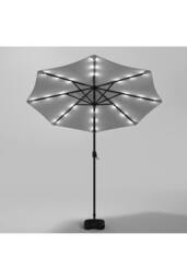 Garden Sanctuary Solar 24 LED Lights Garden Parasol with Crank with Plastic Fillable Base in Light Grey - thumbnail 4