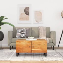 Berkfield Home Coffee Table 80x50x40 cm Solid Wood Acacia&Engineered Wood in Brown - Size: 80 x 50 x 40 cm - thumbnail 1