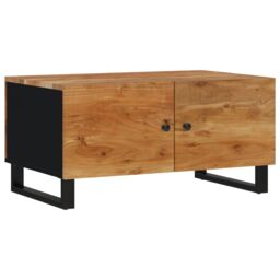 Berkfield Home Coffee Table 80x50x40 cm Solid Wood Acacia&Engineered Wood in Brown - Size: 80 x 50 x 40 cm - thumbnail 2