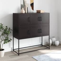 Berkfield Home Sideboard Black 100.5x39x107 cm Steel - thumbnail 1