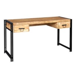 Indian Hub Cosmo Industrial Desk - Solid Mango Wood - L60 x W151 x H77 cm in Brown - thumbnail 1