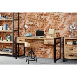 Indian Hub Cosmo Industrial Desk - Solid Mango Wood - L60 x W151 x H77 cm in Brown - thumbnail 2