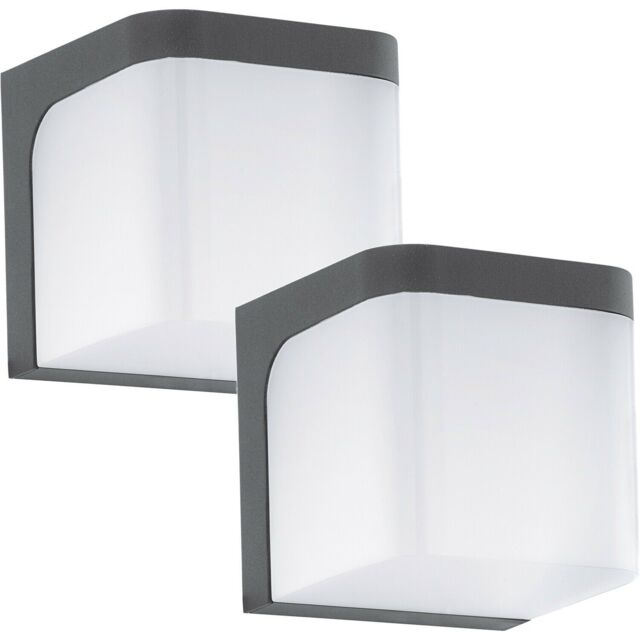 Loops 2 PACK IP44 Outdoor Wall Light Anthracite Cast Aluminium 6W LED Lamp - image 1